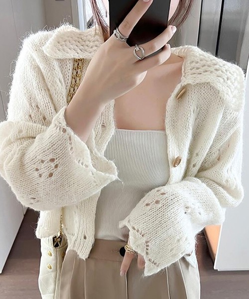 Ulysses（ユリシス）の「襟付きニットカーディガン（カーディガン/ボレロ・レディース・オフホワイト・F）」の10枚目の写真