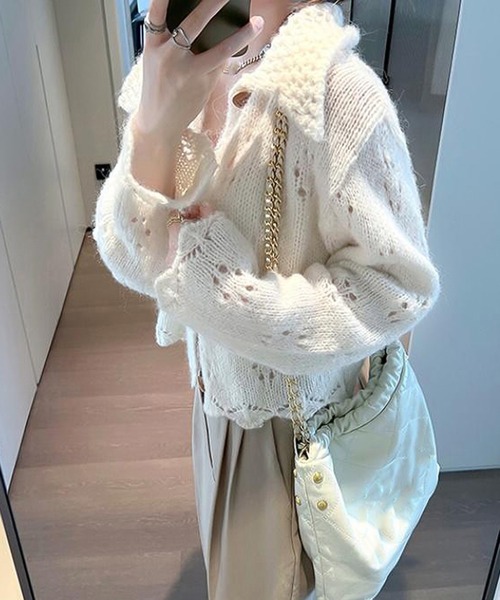 Ulysses（ユリシス）の「襟付きニットカーディガン（カーディガン/ボレロ・レディース・オフホワイト・F）」の8枚目の写真