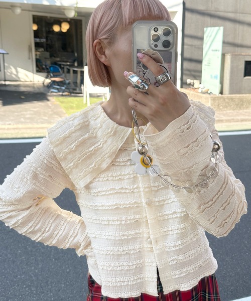 Alley by w closet（アリーバイダブルクローゼット）の「【Alley】ビッグカラーブラウス（シャツ/ブラウス・レディース・アイボリー/ブラック・FREE）」の7枚目の写真