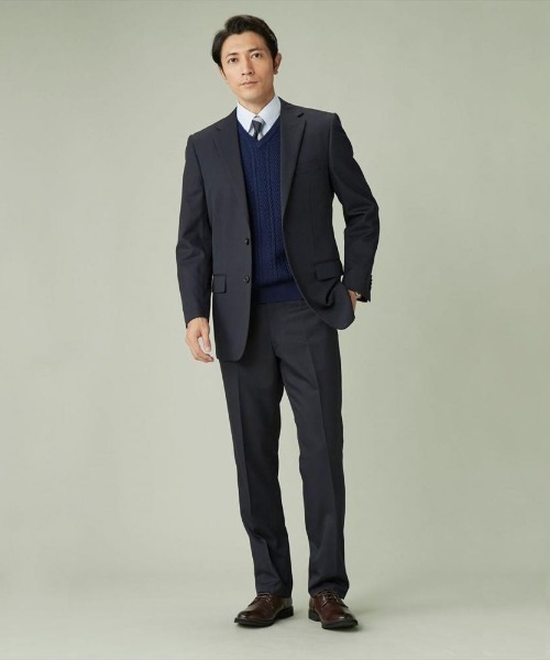 TOKYO SHIRTS（トウキョウシャツ）の「フィッシャーマン風 ベーシック ニットベスト（ベスト・メンズ・チャコール/ネイビー・L/M/LL）」の4枚目の写真