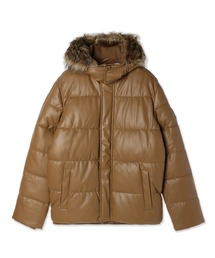 Guess | Faux-Leather Hooded Puffer Jacket(ブルゾン)