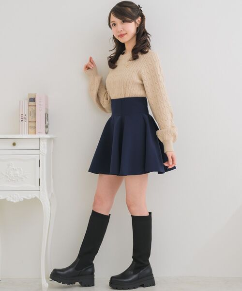 ems excite（エムズエキサイト）の「ハイウエストフレアSK（スカート・レディース・ピンク/ブラック/ブラック系その他2/ダークブルー・FREE）」の6枚目の写真