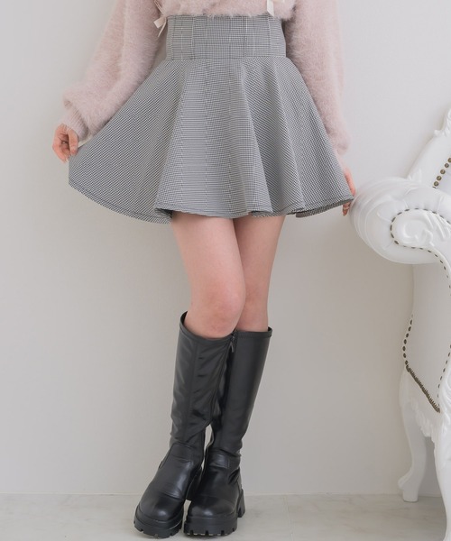 ems excite（エムズエキサイト）の「ハイウエストフレアSK（スカート・レディース・ピンク/ブラック/ブラック系その他2/ダークブルー・FREE）」の3枚目の写真