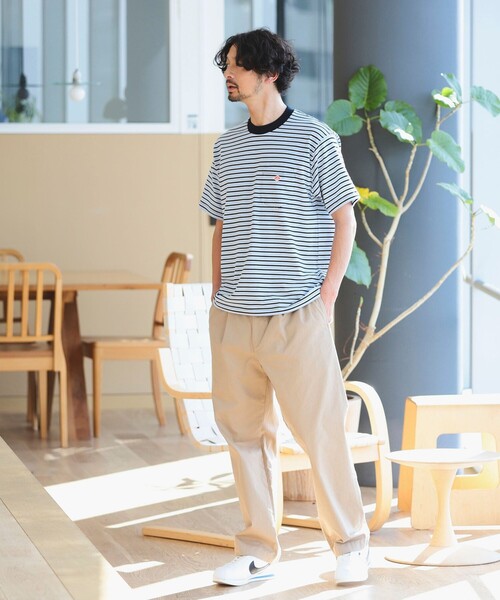 DANTON(ダントン)の「DANTON / SHORT SLEEVE POCKET T-SHIRT STRIPE(Tシャツ/カットソー・メンズ・ベージュ/ネイビー/サックスブルー・SMALL/MEDIUM/LARGE/X-LARGE)」の5枚目の写真
