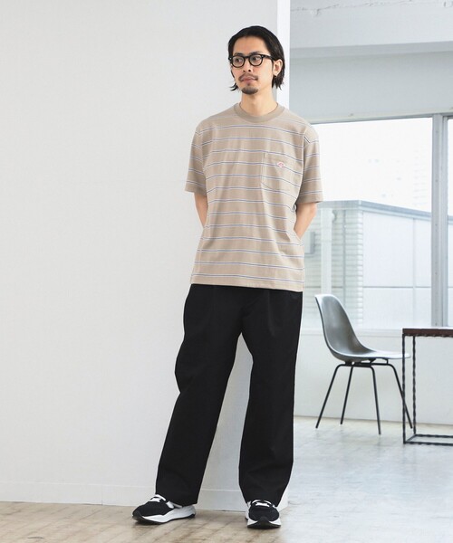 DANTON(ダントン)の「DANTON / SHORT SLEEVE POCKET T-SHIRT STRIPE(Tシャツ/カットソー・メンズ・ベージュ/ネイビー/サックスブルー・SMALL/MEDIUM/LARGE/X-LARGE)」の8枚目の写真