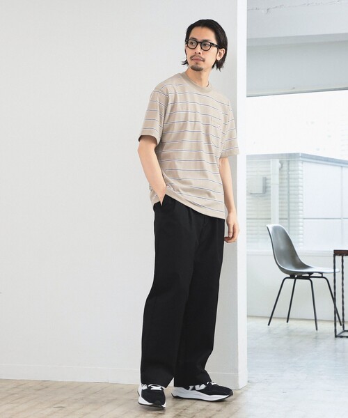 DANTON(ダントン)の「DANTON / SHORT SLEEVE POCKET T-SHIRT STRIPE(Tシャツ/カットソー・メンズ・ベージュ/ネイビー/サックスブルー・SMALL/MEDIUM/LARGE/X-LARGE)」の9枚目の写真