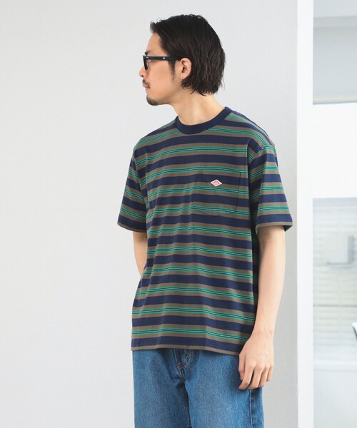 DANTON(ダントン)の「DANTON / SHORT SLEEVE POCKET T-SHIRT STRIPE(Tシャツ/カットソー・メンズ・ベージュ/ネイビー/サックスブルー・SMALL/MEDIUM/LARGE/X-LARGE)」の14枚目の写真
