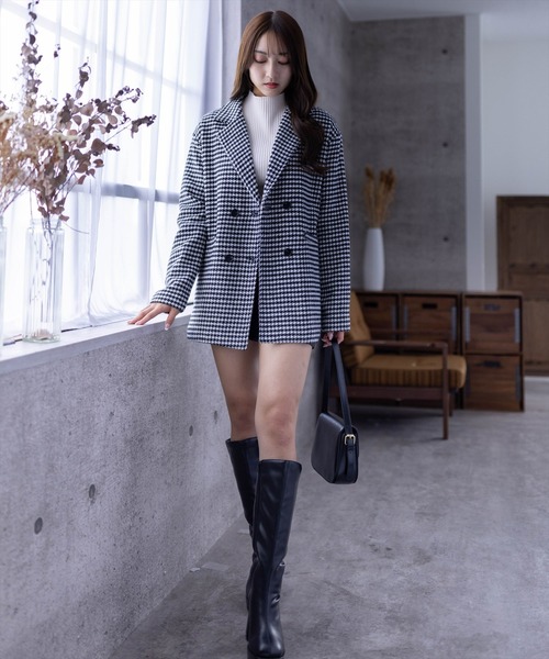 clear（クリア）の「ミディアム丈オーバーサイズダブルコート[低身長用サイズ有]（チェスターコート・レディース・ブラック系その他/ブラック/ブラウン系その他・F/XS）」の16枚目の写真