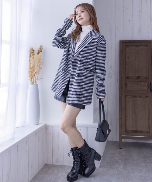 clear（クリア）の「ミディアム丈オーバーサイズダブルコート[低身長用サイズ有]（チェスターコート・レディース・ブラック系その他/ブラック/ブラウン系その他・F/XS）」の19枚目の写真