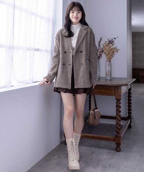 clear（クリア）の「ミディアム丈オーバーサイズダブルコート[低身長用サイズ有]（チェスターコート・レディース・ブラック系その他/ブラック/ブラウン系その他・F/XS）」の20枚目の写真