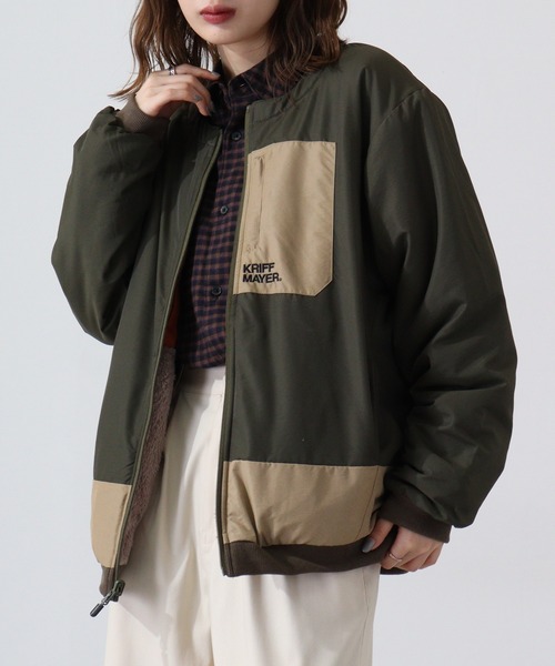 KRIFF MAYER(クリフメイヤー)の「Reversible boa collarless jacket / ひっくりノーカラージャケット unisex(ノーカラージャケット・メンズ・その他/マルチ/ブラック/チャコール/マスタード/カーキ・M/L/XL)」の4枚目の写真