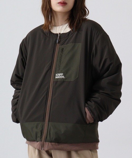 KRIFF MAYER(クリフメイヤー)の「Reversible boa collarless jacket / ひっくりノーカラージャケット unisex(ノーカラージャケット・メンズ・その他/マルチ/ブラック/チャコール/マスタード/カーキ・M/L/XL)」の3枚目の写真