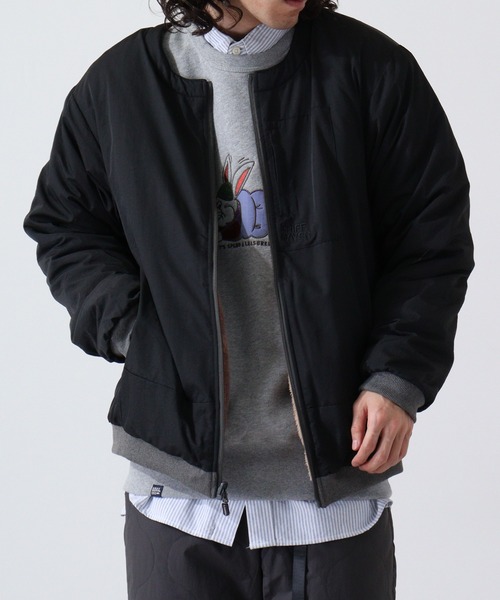 KRIFF MAYER(クリフメイヤー)の「Reversible boa collarless jacket / ひっくりノーカラージャケット unisex(ノーカラージャケット・メンズ・その他/マルチ/ブラック/チャコール/マスタード/カーキ・M/L/XL)」の2枚目の写真