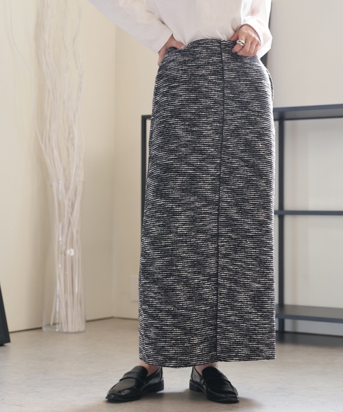 ULEULA（ウルア）の「ツイードパイピングスリットスカート/Iラインシルエットスカート（スカート・レディース・ブラック/アイボリー・FREE）」の19枚目の写真