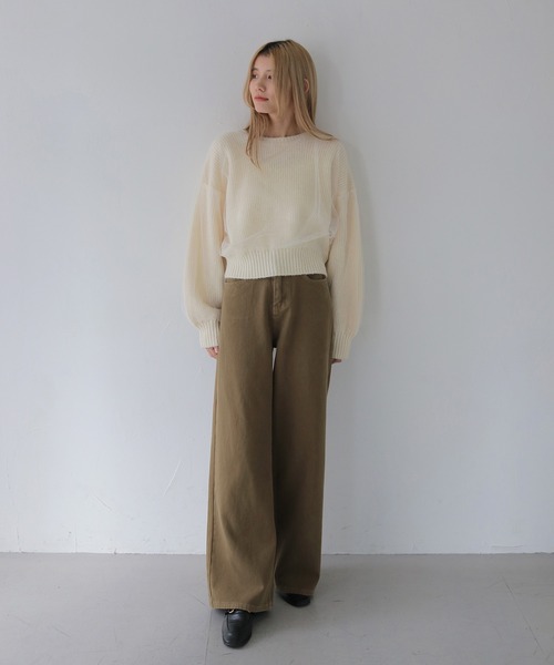 CLEIO（クレイオ）の「【CLEIO】チュールドッキング片畦ニット/TULLE DOCKING SINGLE RIDGE KNIT/986-11623（ニット/セーター・レディース・ライトグリーン/アイボリー/ライトグレー・FREE）」の21枚目の写真