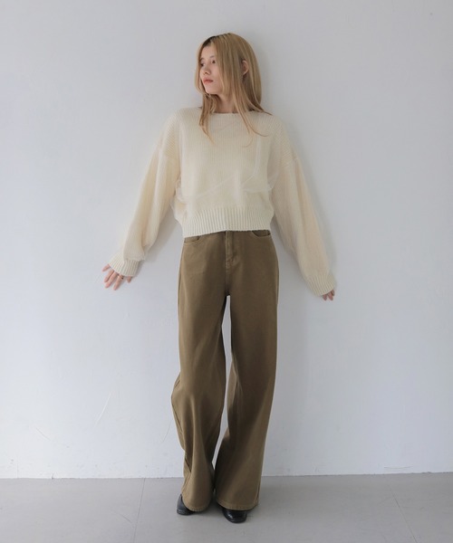 CLEIO（クレイオ）の「【CLEIO】チュールドッキング片畦ニット/TULLE DOCKING SINGLE RIDGE KNIT/986-11623（ニット/セーター・レディース・ライトグリーン/アイボリー/ライトグレー・FREE）」の22枚目の写真