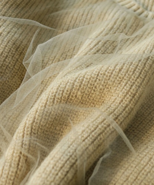 CLEIO（クレイオ）の「【CLEIO】チュールドッキング片畦ニット/TULLE DOCKING SINGLE RIDGE KNIT/986-11623（ニット/セーター・レディース・ライトグリーン/アイボリー/ライトグレー・FREE）」の11枚目の写真