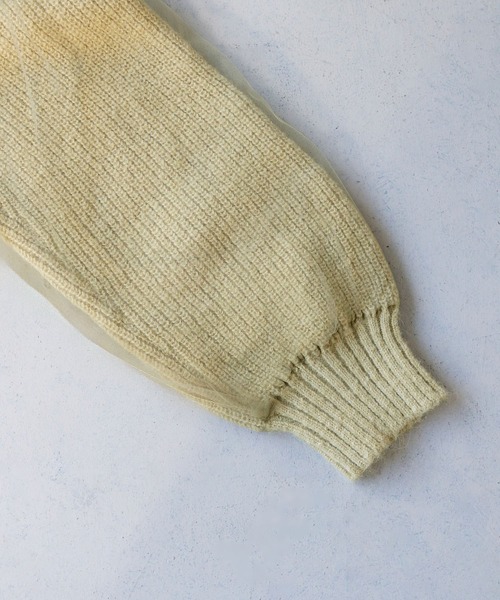 CLEIO（クレイオ）の「【CLEIO】チュールドッキング片畦ニット/TULLE DOCKING SINGLE RIDGE KNIT/986-11623（ニット/セーター・レディース・ライトグリーン/アイボリー/ライトグレー・FREE）」の9枚目の写真