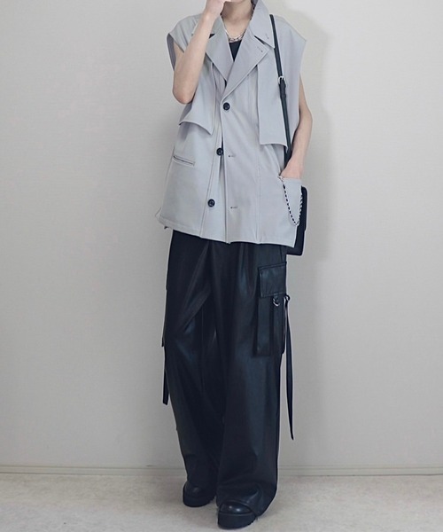 ASTRAET アストラット　トレンチ　ベスト　ジレ ベスト ジレ 「Alfred Alex」drape side ring code double gilet