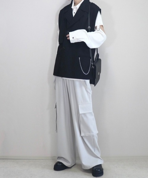 Loose/ルース（ルース）の「ドレープモード チェーントレンチジレベスト【セットアップ対応】（ベスト・メンズ・ブラック/グレー系その他/ダークブルー/グレー・L/M/S/XS）」の21枚目の写真