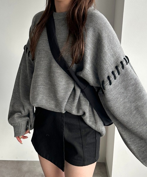 apres jour mignon(アプレジュールミニョン)の「ステッチニット【ZOZOTOWN限定アイテム】(ニット/セーター・レディース・杢グレー/ブルー/アイボリー/ブラック・X-LARGE/フリー)」の17枚目の写真