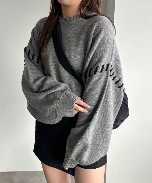 apres jour mignon(アプレジュールミニョン)の「ステッチニット【ZOZOTOWN限定アイテム】(ニット/セーター・レディース・杢グレー/ブルー/アイボリー/ブラック・X-LARGE/フリー)」の18枚目の写真
