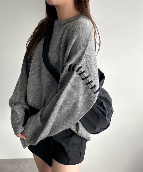 apres jour mignon(アプレジュールミニョン)の「ステッチニット【ZOZOTOWN限定アイテム】(ニット/セーター・レディース・杢グレー/ブルー/アイボリー/ブラック・X-LARGE/フリー)」の19枚目の写真