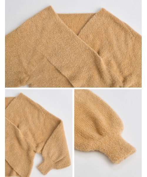 Re:EDIT（リエディ）の「ラメフェザーカシュクールクロスニット