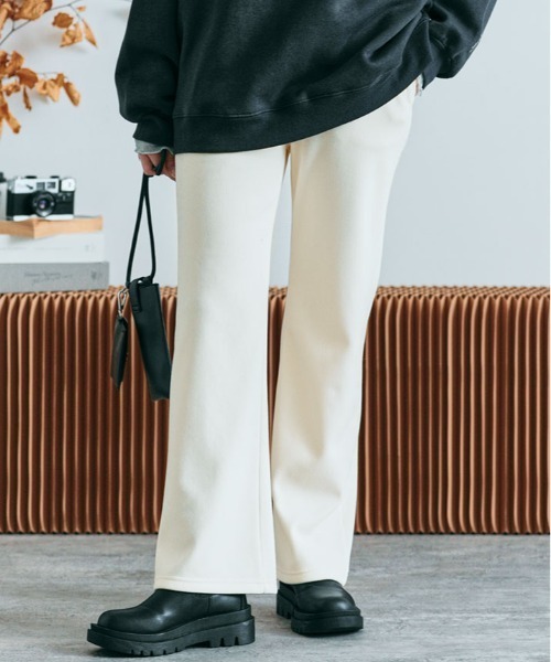 kirakiraShop(キラキラショップ)の「裏起毛 セミフレア イージー パンツ(その他パンツ・レディース・ブラック/チャコール/クリーム/杢グレー・L/M)」の1枚目の写真