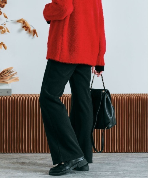 kirakiraShop(キラキラショップ)の「裏起毛 セミフレア イージー パンツ(その他パンツ・レディース・ブラック/チャコール/クリーム/杢グレー・L/M)」の9枚目の写真