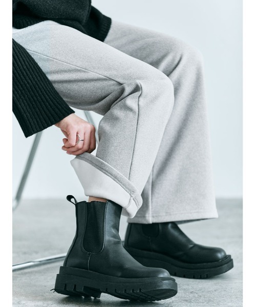 kirakiraShop(キラキラショップ)の「裏起毛 セミフレア イージー パンツ(その他パンツ・レディース・ブラック/チャコール/クリーム/杢グレー・L/M)」の5枚目の写真