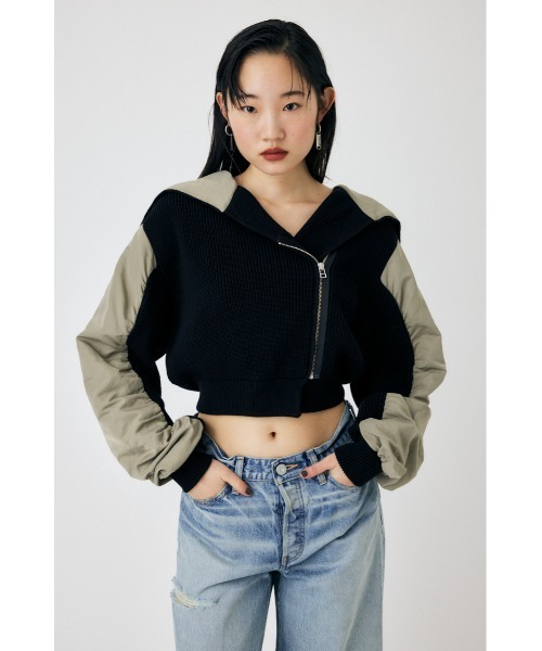 MOUSSY（マウジー）の「FLIGHT KNIT JACKET トップス（その他アウター・レディース・ブラック/オフホワイト・FREE）」の19枚目の写真