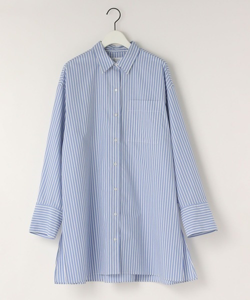 yuw（ユウ）の「オーバーチュニックシャツ　106245（シャツ/ブラウス・レディース・ブルー/ホワイト・FREE）」の14枚目の写真