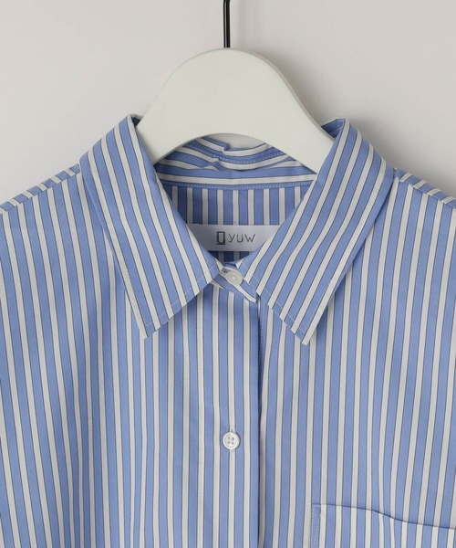 yuw（ユウ）の「オーバーチュニックシャツ　106245（シャツ/ブラウス・レディース・ブルー/ホワイト・FREE）」の10枚目の写真