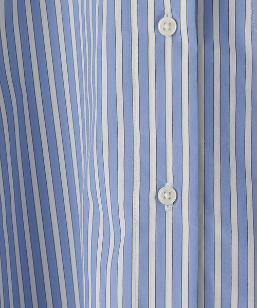 yuw（ユウ）の「オーバーチュニックシャツ　106245（シャツ/ブラウス・レディース・ブルー/ホワイト・FREE）」の6枚目の写真