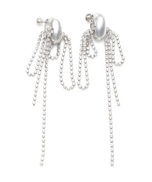 FRAY I.D(フレイアイディー)の「リボンドロップイヤリング(イヤリング・レディース・ホワイト/シルバー・FREE)」の2枚目の写真