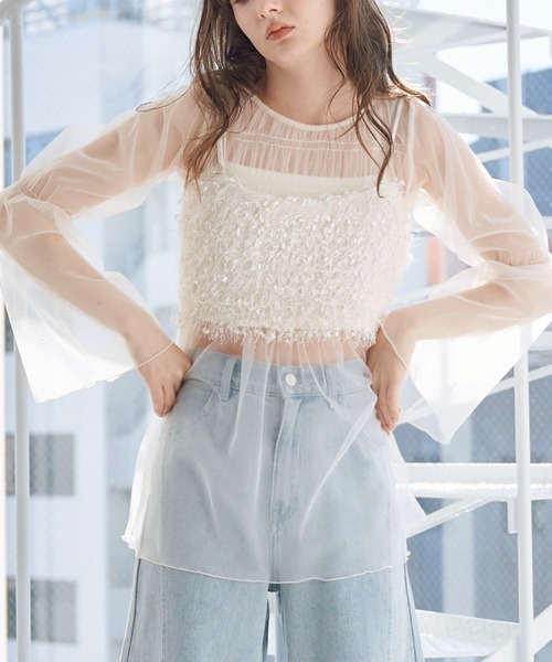 archives(アルシーヴ)の「チュールシャーリングチュニック(シャツ/ブラウス・レディース・ブラック/アイボリー/グレー/ピンク・MEDIUM)」の7枚目の写真