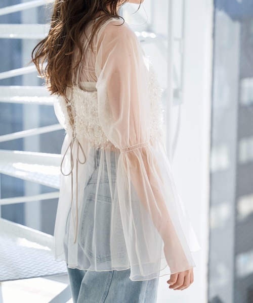 archives(アルシーヴ)の「チュールシャーリングチュニック(シャツ/ブラウス・レディース・ブラック/アイボリー/グレー/ピンク・MEDIUM)」の10枚目の写真