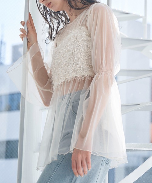 archives(アルシーヴ)の「チュールシャーリングチュニック(シャツ/ブラウス・レディース・ブラック/アイボリー/グレー/ピンク・MEDIUM)」の8枚目の写真