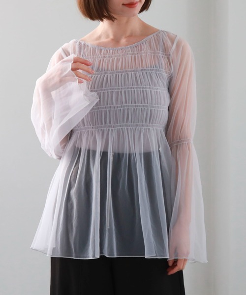 archives(アルシーヴ)の「チュールシャーリングチュニック(シャツ/ブラウス・レディース・ブラック/アイボリー/グレー/ピンク・MEDIUM)」の21枚目の写真