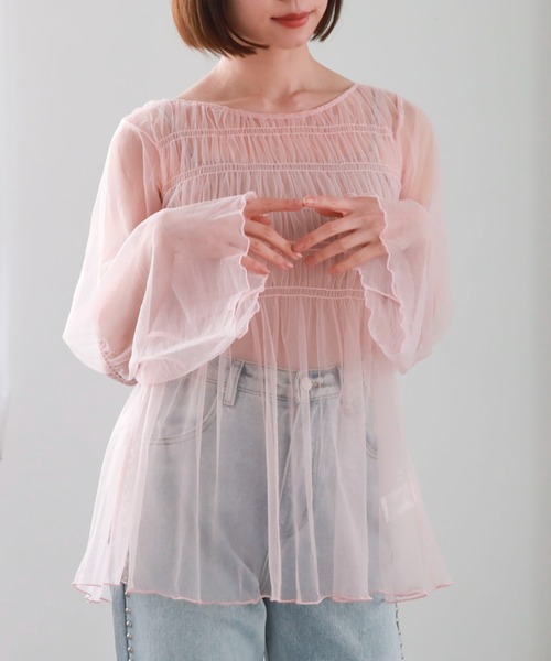 archives(アルシーヴ)の「チュールシャーリングチュニック(シャツ/ブラウス・レディース・ブラック/アイボリー/グレー/ピンク・MEDIUM)」の14枚目の写真