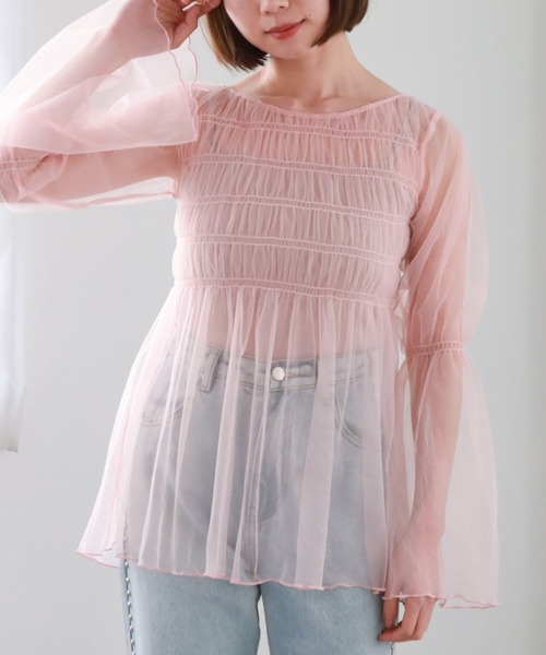 archives(アルシーヴ)の「チュールシャーリングチュニック(シャツ/ブラウス・レディース・ブラック/アイボリー/グレー/ピンク・MEDIUM)」の15枚目の写真