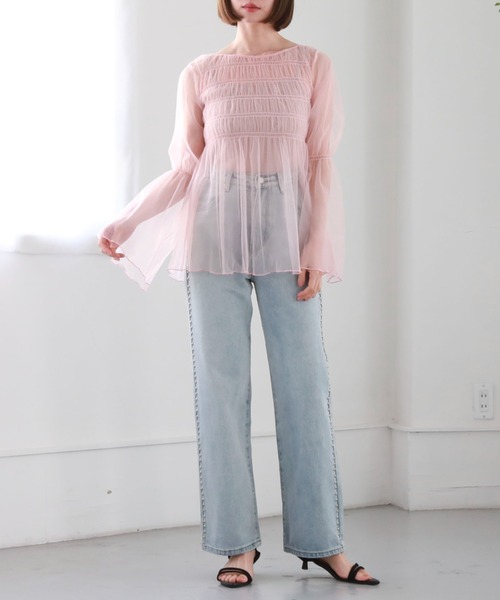 archives(アルシーヴ)の「チュールシャーリングチュニック(シャツ/ブラウス・レディース・ブラック/アイボリー/グレー/ピンク・MEDIUM)」の17枚目の写真