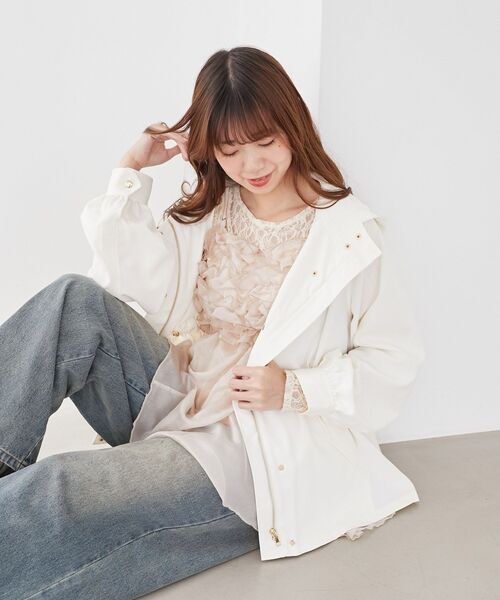 MAJESTIC LEGON（マジェスティックレゴン）の「ウエストきゅっとミディブルゾン（ブルゾン・レディース・ベージュ/アイボリー/ブラック・SMALL/MEDIUM）」の4枚目の写真