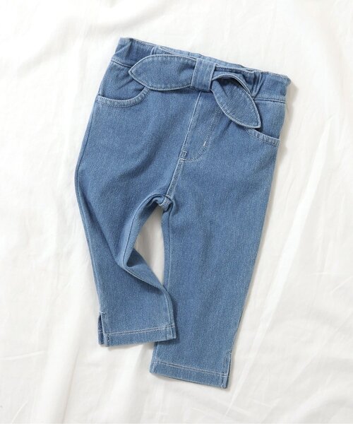 apres les cours(アプレレクール)の「【WEB限定】接触冷感ウエストリボンニットデニムパンツ(デニムパンツ・キッズ・サックスブルー/ブルー/ピンク/チェック/その他3・80/90/100/110/120/130/140)」の2枚目の写真