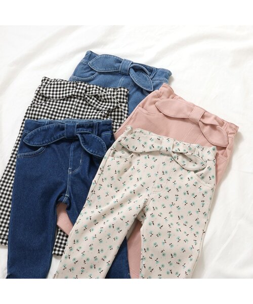 apres les cours(アプレレクール)の「【WEB限定】接触冷感ウエストリボンニットデニムパンツ(デニムパンツ・キッズ・サックスブルー/ブルー/ピンク/チェック/その他3・80/90/100/110/120/130/140)」の7枚目の写真