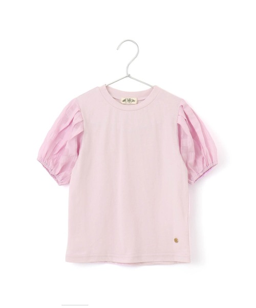MAKE YOUR DAY(メイクユアデイ)の「シースルーなパフスリーブTシャツ■80~140cm(Tシャツ/カットソー・キッズ・オフホワイト/ラベンダー/ライム・100/90/80/140/130/120/110)」の1枚目の写真