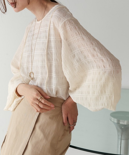 Bab（バブ）の「ドットボタン2WAYトップス（シャツ/ブラウス・レディース・ホワイト系その他/グリーン/オフホワイト/ブルーグリーン・M）」の16枚目の写真