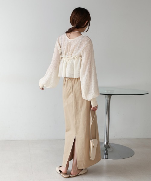 Bab（バブ）の「ドットボタン2WAYトップス（シャツ/ブラウス・レディース・ホワイト系その他/グリーン/オフホワイト/ブルーグリーン・M）」の18枚目の写真