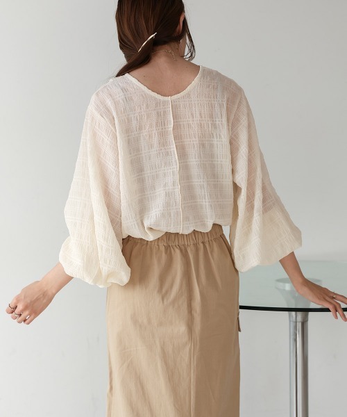 Bab（バブ）の「ドットボタン2WAYトップス（シャツ/ブラウス・レディース・ホワイト系その他/グリーン/オフホワイト/ブルーグリーン・M）」の20枚目の写真